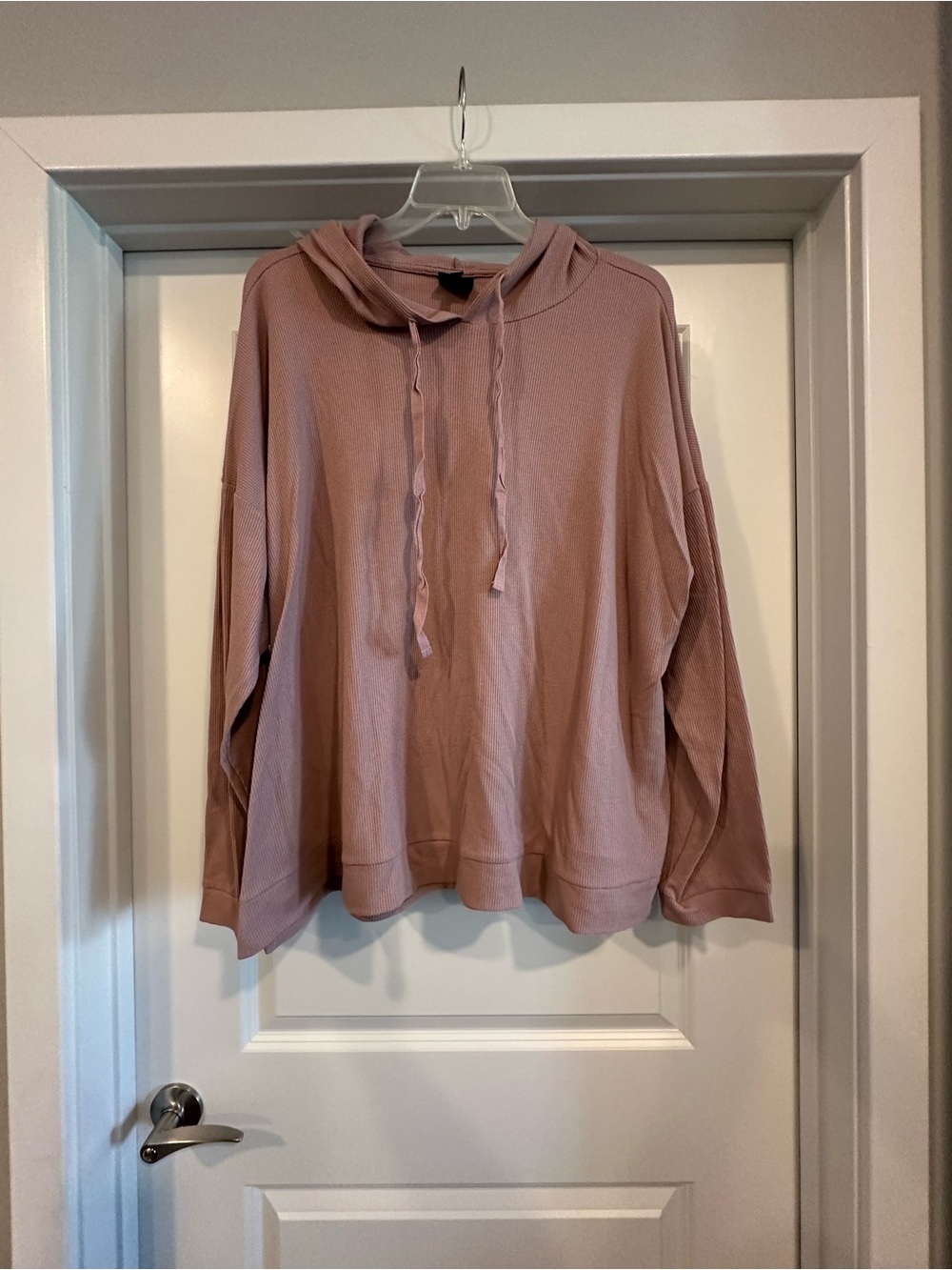 bobeau pinkish purple Hooded Waffle-Knit Pullover